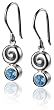 Sterling Silver Swirl Drop Earrings w/ Blue Topaz by Zina