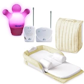 Baby Delight Supreme Snuggle Nest Set (Beige with Incline Wedge and Soothing Sounds) Set includes a Crystal Clear Monitor Plus a fun Tykelight Jnr night light in Pink!