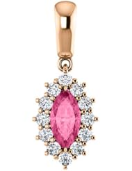 18K Rose Gold 8.00x4.00mm Marquise Cut Pink Tourmaline and Diamond Pendant -- LIFETIME WARRANTY