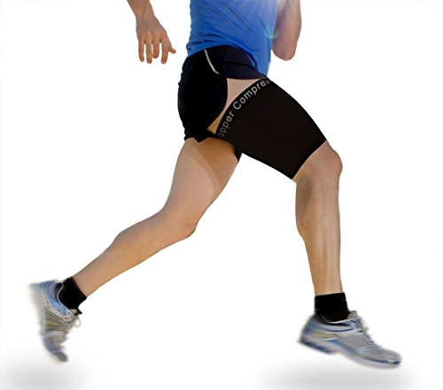 Copper Compression Recovery Thigh Sleeve, For Sore Hamstring, Groin, & Quad Support. GUARANTEED Highest Copper Content. Great For Running & All Sports! (1 Sleeve Size Large)