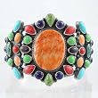 Kirk Smith Sterling Silver Cluster Bracelet with Spiny Oyster and Gaspeite, #10974
