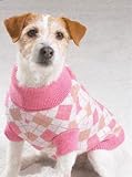 XX-SMALL - PINK - Classic Argyle Turtleneck Dog Sweaters