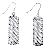 EXP Sterling Silver 2-Inch Wave Dangle Earrings