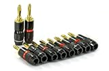 Sewell Pro Maestro Banana Plugs w/Gold Connectors, 5 Pairs (5 Red, 5 Black)