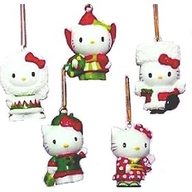 Set of 5 Hello Kitty Global Mini Christmas Ornament Set
