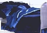 IMAGE OF Full Size Satin Comforter Set with Pillow Shams and Dust Ruffle - Navy Blue
