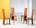 Elegant Tempered Glass Round Cherry Dining Table with 4 Matching Chairs Set