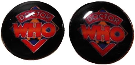 DOCTOR WHO Original Logo Glass Domed Stud EARRINGS