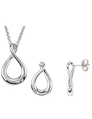 Sterling Silver Diamond Earrings and Necklace -- LIFETIME WARRANTY