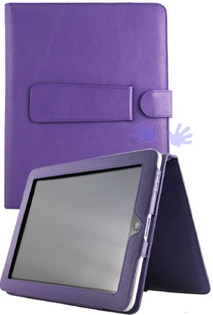 HHI iPad Flip Leather Case with Magnetic Kick Stand - Purple