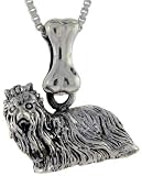 Sterling Silver Yorkshire Terrier Dog Charm .