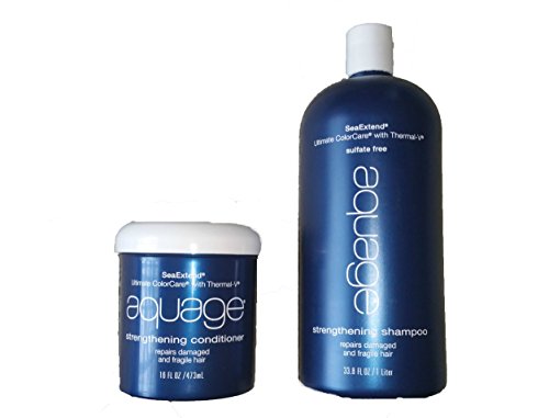 Aquage Seaextend Ultimate Colorcare with Thermal-v Strengthening Conditioner, 16 Ounce and Shampoo 33.8oz...