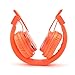 GranVela® Q8 Lightweight Foldable Wireless Bluetooth On-Ear Headphones with Microphone, Micro SD Card Player, FM Radio and 3.5mm Detachable Cable Stereo Headset - Orange