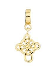 Genuine Reflection Beads (TM) Bead Charm. Sterling Silver Gold-plated Reflections Celtic Cross Dangle Bead. 100% Satisfaction Guaranteed.