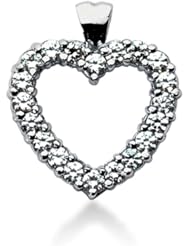 14K Gold Share Prong set Diamond Heart Pendant (3.20 cttw, F - G Color, SI2 Clarity)