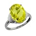 5.90 Ct Yellow Oval Lemon Quartz and WhiteArgentium Silver Ring