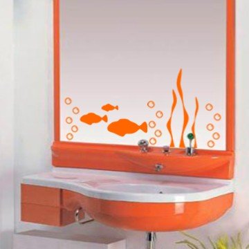 Orange Aquarium Fish Mirror or Wall Decal