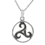 Sterling Silver Celtic Triskele in Circle Necklace
