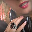 Solar Eclipse Hot Pink Ring on Clear Band (I Goth You)