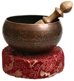 Unique Spiritual Yoga Gift Idea Him or Her - 6" Authentic Hammered Copper Tibetan Singing Bowl Set