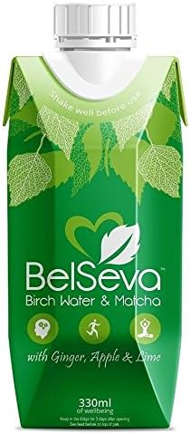 Belseva Matcha Ginger Apple &amp; Lime Birch Water 330ml (Pack of 2)