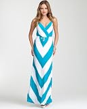 bebe Mitered Stripe Maxi Dress