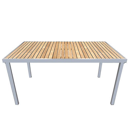 Gartentisch Aluminium/Teak 150x90cm Silber