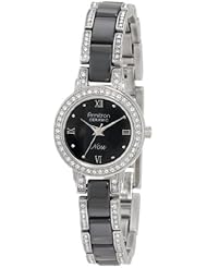 Armitron NOW Womens 753919BKSV Swarovski Crystal Accented Silver-Tone and Black Ceramic Watch