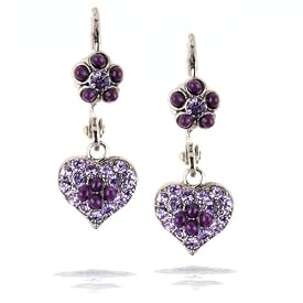 Amaro Jewelry, Earrings - Petite Heart, in Silver, Rose and Purple Tones #E031RULG AOE OE
