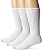 Gold Toe Men's 3 Pack Casual Crew Extended Sock, White, 13-15