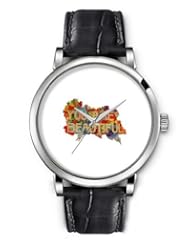 SPRAWL Aanalog Fashion Series Silver Ladies Watches of Genuine Black Leather Strap,Unique Wrist Watch for Women Girls Designed with You are beautiful