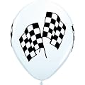 50 Checkered Racing Flag Balloons White Latex - Made in USA