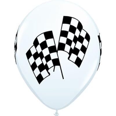 50 Checkered Racing Flag Balloons White Latex - Made in USA