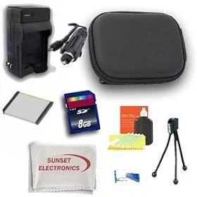 SSE Prime Point & Shoot Essentials Kit NP-50 Extended Life Replacement Battery for Fujifilm + External Rapid AC/DC Charger + 8GB Memory Card + Case for Fujifilm X10, FinePix XP100, FinePix XP150, FinePix XP170, FinePix F50 fd, FinePix F50 SE, FinePix F60 fd, FinePix F70 EXR, FinePix F75 EXR, FinePix