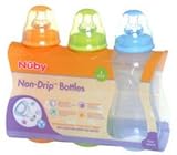 Nuby Non-Drip Bottle 3 Pack 10 oz 295 ml (BPA free) Assorted Colors