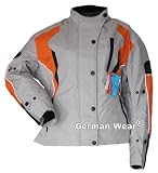 Damen Motorradjacke Textilienjacke Atmungsaktiv Grau Orange, Jackengröße:2XL