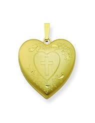 Gold Plated Sterling Silver 24mm Cross Design Heart Locket.