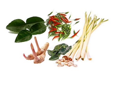 Set of Fresh Kaffir Lime Leaves, Lemon Grass, Galangal, Thai Chili by Fresh Lemongrass