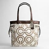 Coach Audrey Signature Leah Swirl Shopper Book Bag Tote Brown - Coach 17044MAH