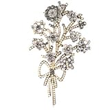 Lee Angel Silver crystal and Pearl Bouquet Brooch