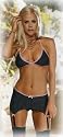 Dreamgirl Women's Candy Stripe Bra with Skirt and Thong, Black, M/L