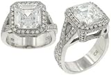 2 Row Pave Diamond Engagement Ring 1.07cttw (CZ ctr)