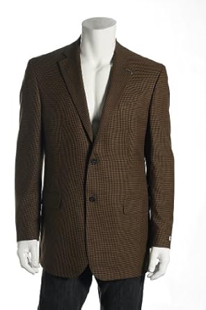Geoffrey Beene Houndstooth Brown, Black and Blue Darted 2 Button Sportcoat