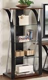Entertainment Center TV Shelf with 5mm Tempered Glass in Walnut Wood Finish