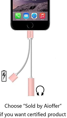 2 in 1 Lightning Adapter for iPhone 7,Grapestec Charger and 3.5mm Earphone Jack Cable Adapter (No Music Control) for the iPhone 7 7 Plus 6S 6 iPod iPad+Gift iPhone Case