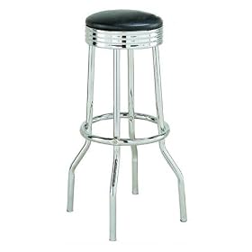Set of 2 50's Retro Nostalgic Style Black Bar Stools - 29H by visiondecor Furniture