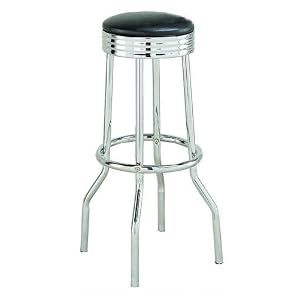 Set of 2 50's Retro Nostalgic Style Black Bar Stools - 29H by visiondecor Furniture