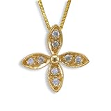 41076Z1fBAL. SL160  14k Yellow Gold Clover 4 Leaf Diamond Pendant Necklace  0.10 carat