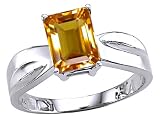 1.45 cts Genuine Emerald Cut Citrine Ring. - 14kt White or Yellow Gold