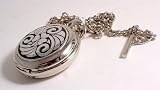Solid Pewter fronted mechanical skeleton pocket watch - Celtic Shamrock design